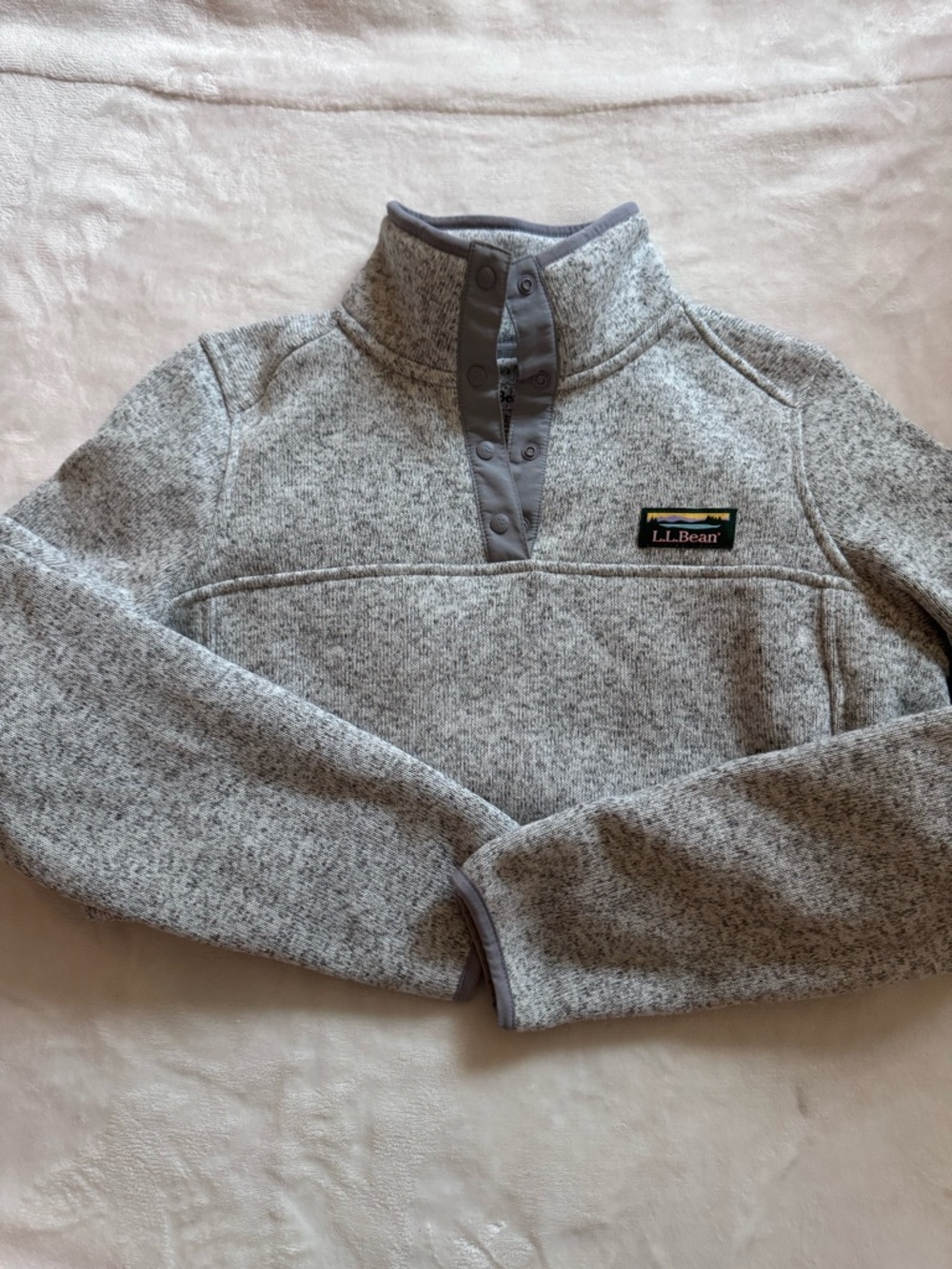 Women’s XS L.L. Bean Heather Gray Snap-Front Fleece Pullover